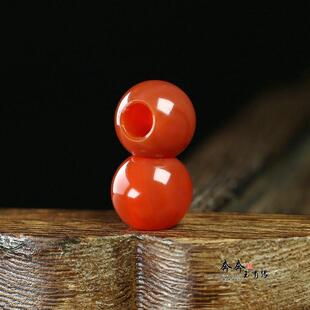 天然红玛瑙12mm大孔5mm圆珠桶珠手工diy手链项链吊坠手串配饰Y77