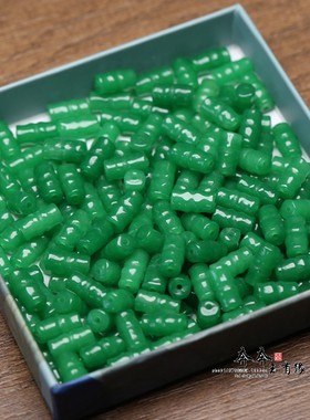 天然阳绿干青翡翠玉石小竹节6*11mm节节高小串饰diy国风装饰B130