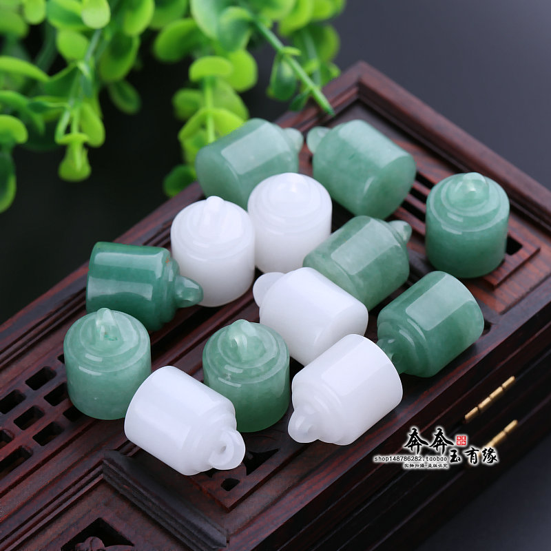 纯天然石东陵玉白玉小秤砣吊坠挂件玉坠DIY项链手机饰品玉石配饰