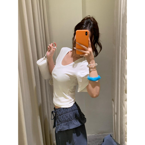辣妹白色修身短袖t恤女夏2026