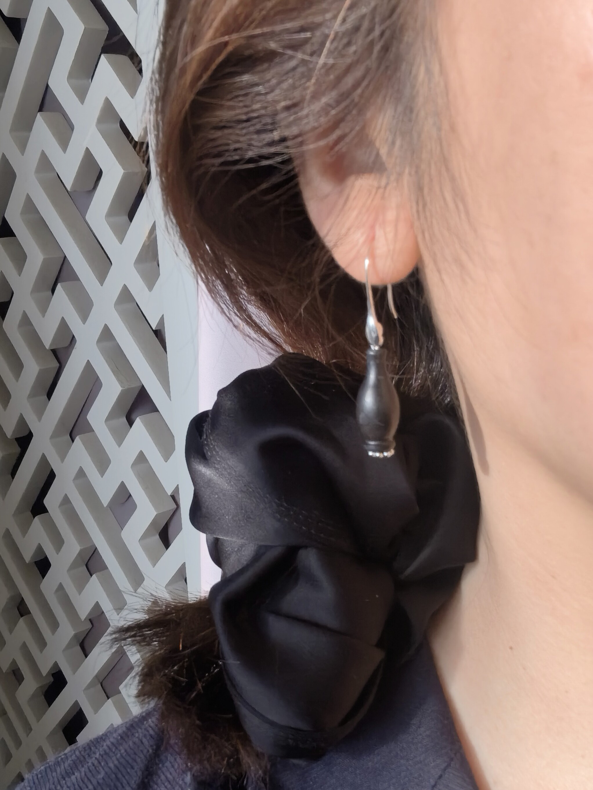 原创 黑檀木宝瓶纯银手工耳环女款耳饰高级感气质百搭极简风中性