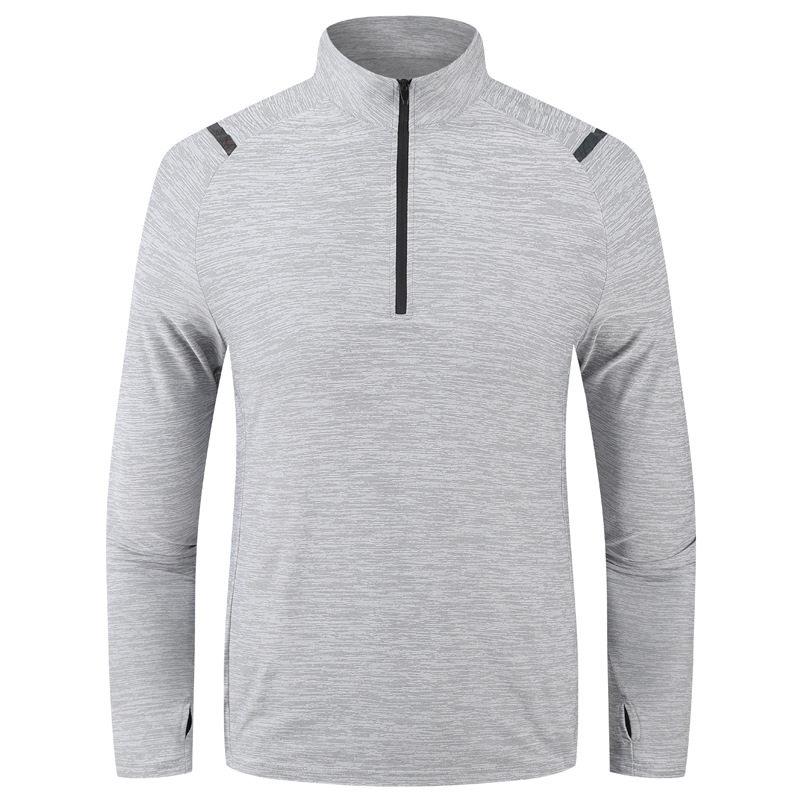 立领运动纯色新款春秋季长袖高品质长袖半拉链T男装上衣男士t恤运