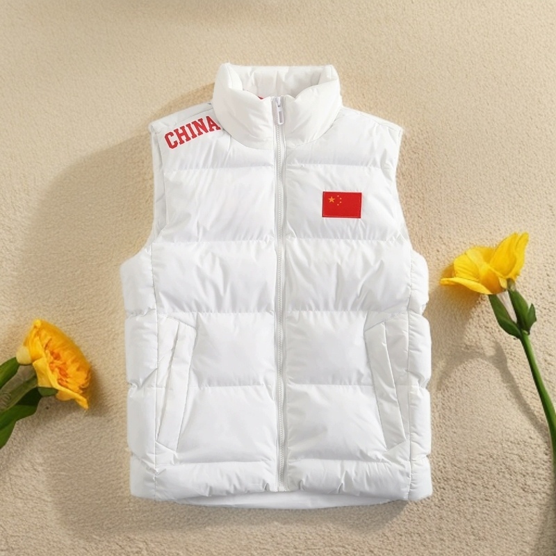 国家队运动马甲男秋冬季羽绒棉背心体育生训练加绒无袖简约外套