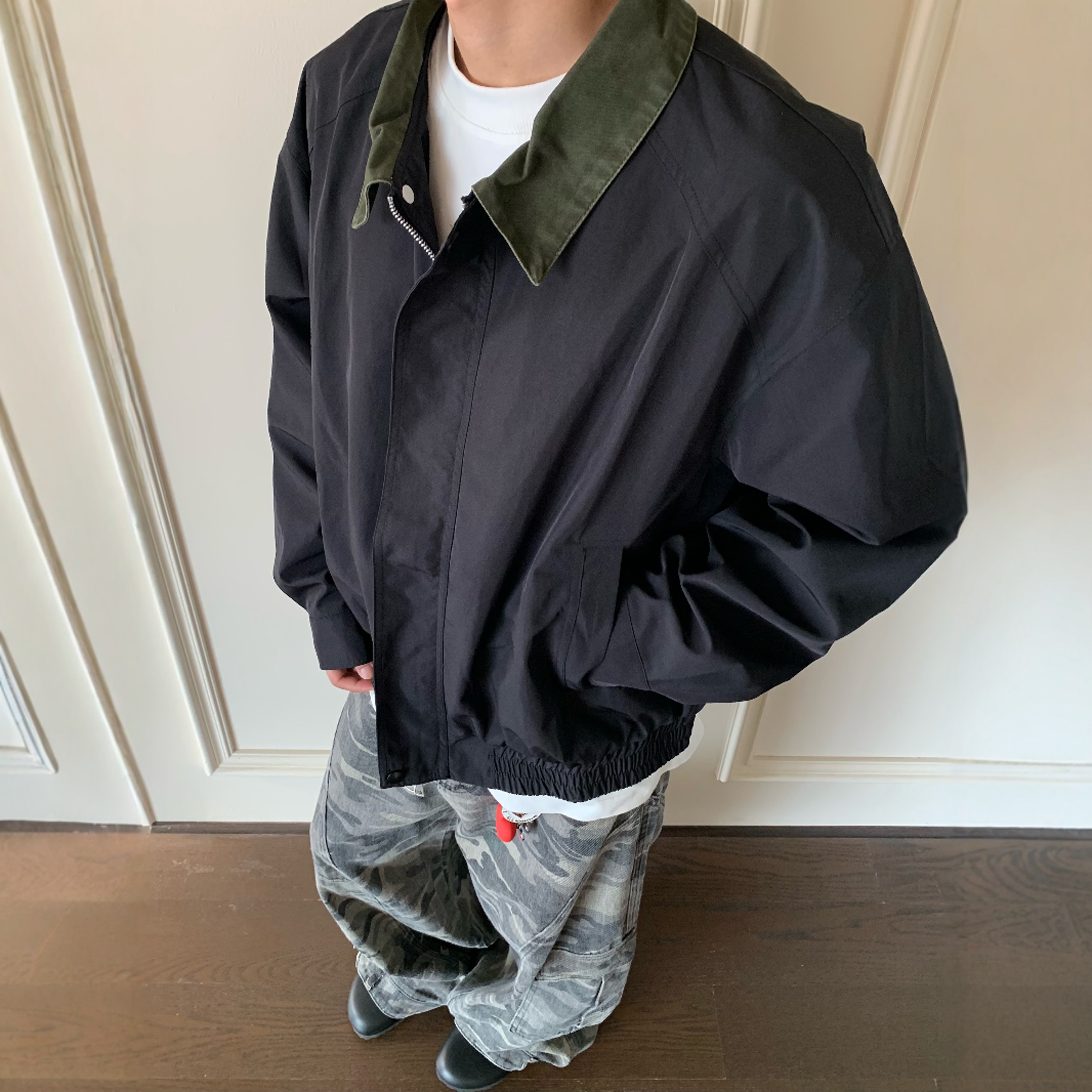 HY711复古撞色翻领冲锋衣夹克