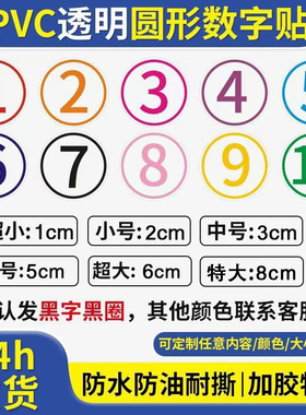防水透明PVC圆形数字序列号贴纸