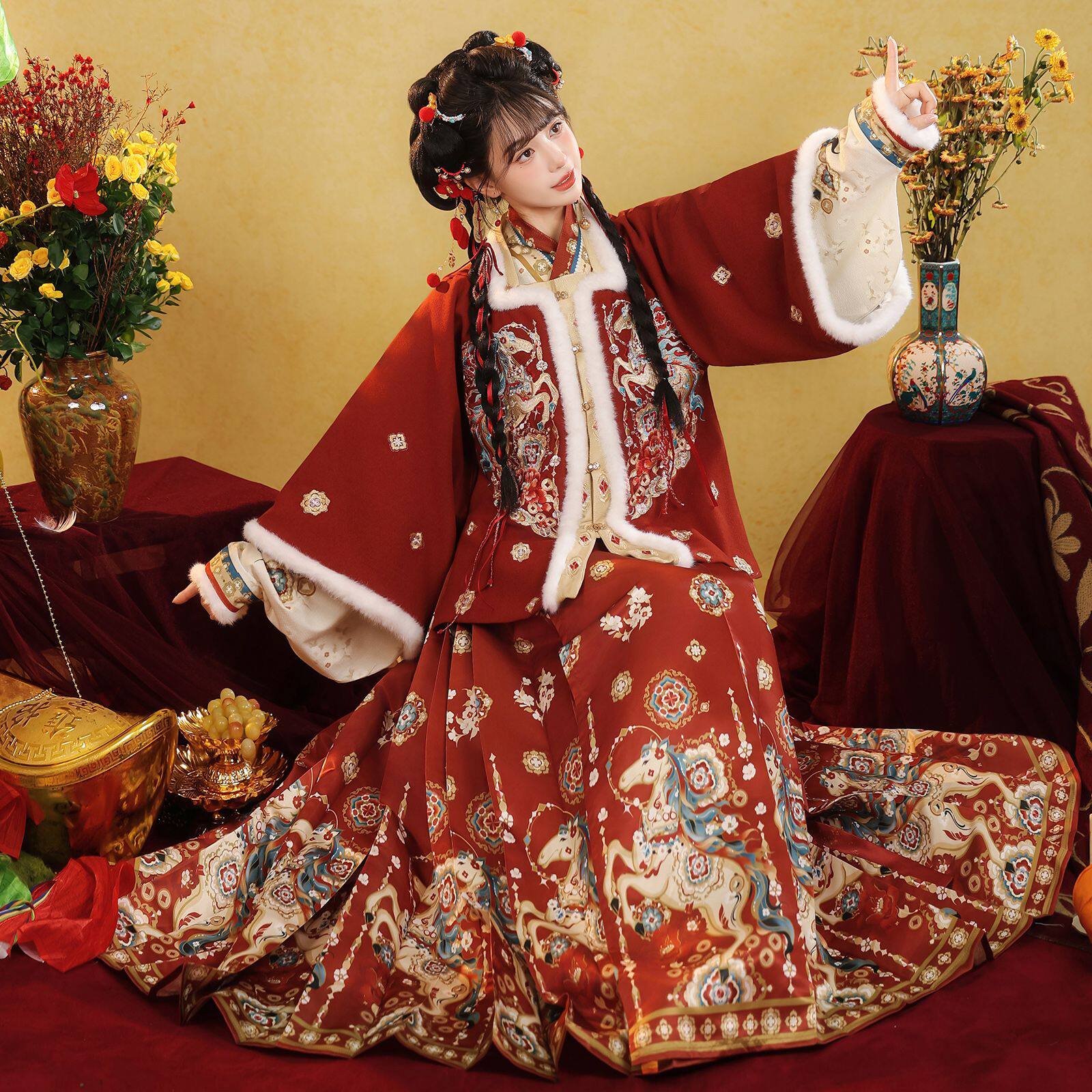 【天马贺岁】原创汉服女明制马面裙国风新中式拜年服加绒秋冬新款,女装/女士精品,汉服半身裙,淘宝优惠券,粉丝福利购,淘宝优惠卷