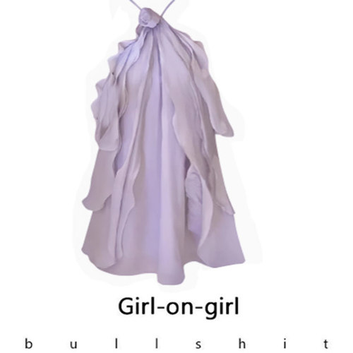 连衣裙立体花朵露肩气质短裙女