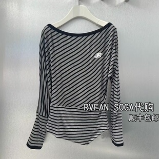 REVANYAYA芮范雅2025秋冬新款斜肩T恤女长袖上衣打底衫R91001495