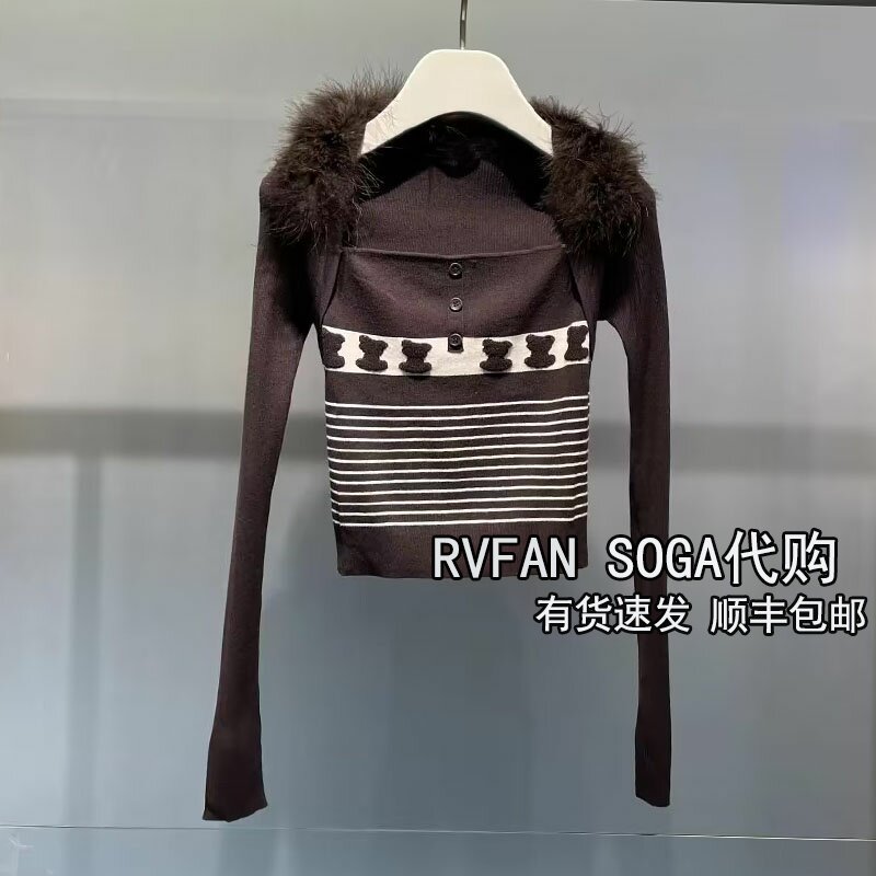 REVANYAYA芮范雅2026秋季新款小个子毛领针织衫女小上衣R70601444