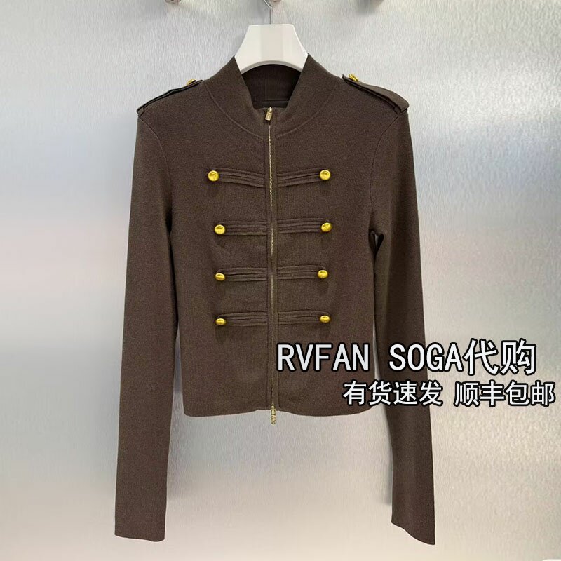 REVANYAYA芮范雅2026冬新款立领针织开衫女短款修身毛衣R92801231