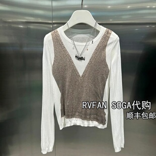 REVANYAYA芮范雅2025冬季新款假两件针织衫女长袖小上衣R90601247