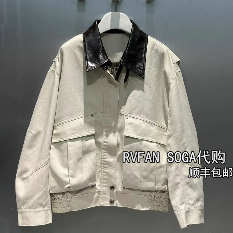丛芮范2025秋季新款百搭拼接翻领短外套女休闲夹克上衣R70105180