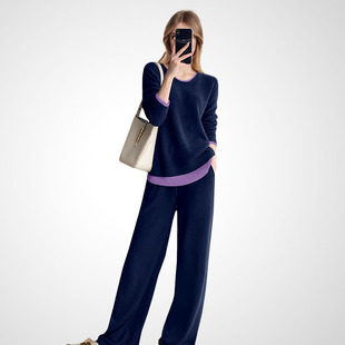 秋冬搭配一整套慵懒风两件套 女2025年新款 简约舒适休闲针织套装 裤