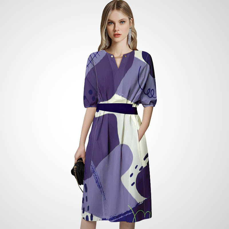 洋气别致法式气质连衣裙夏装2026年新款收腰优雅时尚中长裙子女装