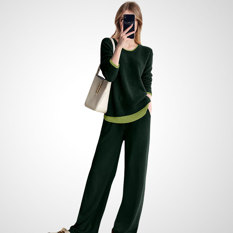 简约别致时尚休闲套装女秋冬2025新款松弛感穿搭针织衫裤子两件套,女装/女士精品,时尚套装,淘宝优惠券,粉丝福利购,淘宝优惠卷