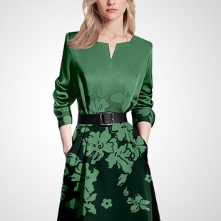 轻奢别致蓝色高级感优雅气质连衣裙女2026年春季新款时尚收腰裙子