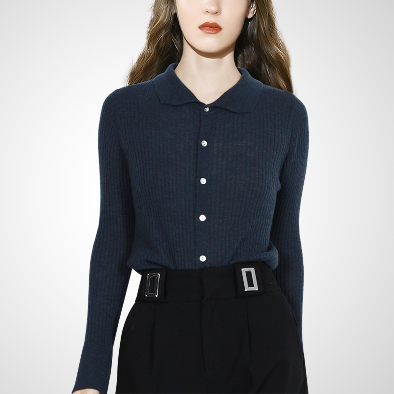 时尚翻领长袖针织衫女装开衫上衣秋冬2025年新款修身法式毛衣外套