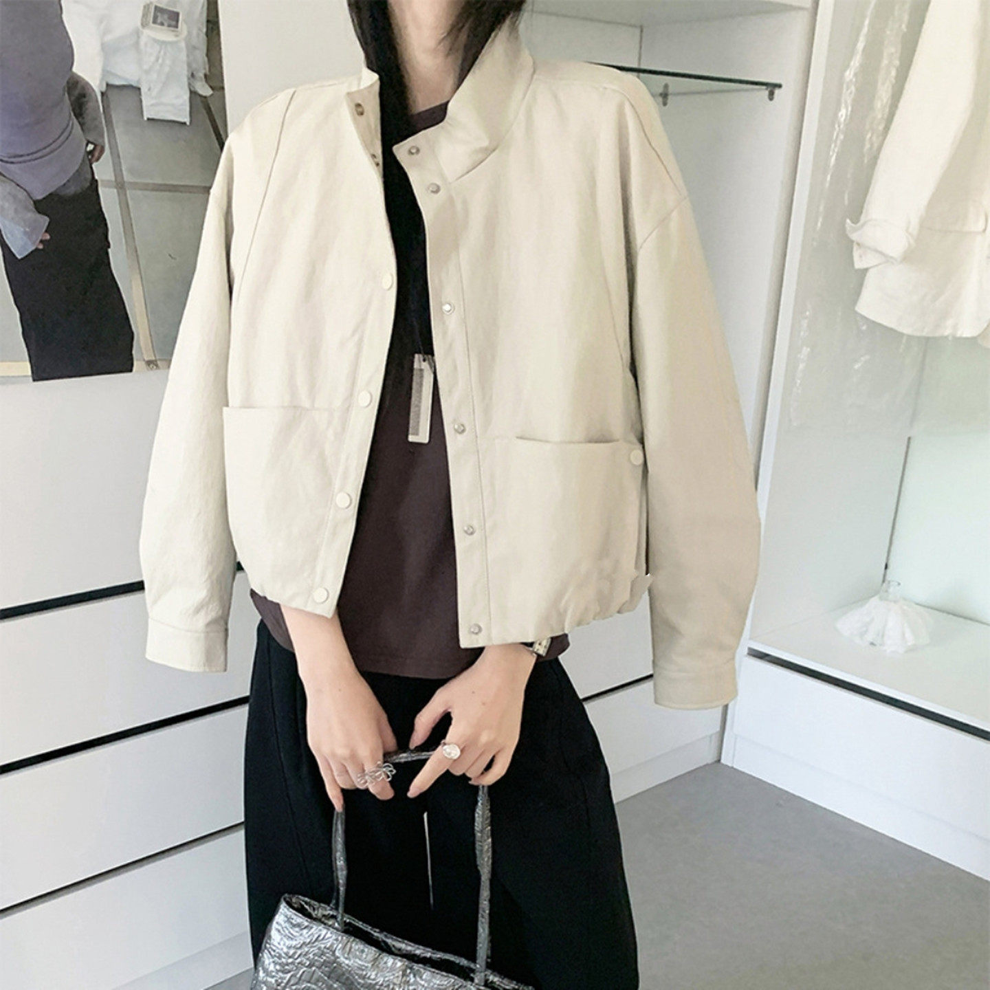 欧洲站春秋季韩系立领宽松百搭皮衣外套女小个子机车短款PU皮夹克,女装/女士精品,皮衣,淘宝优惠券,粉丝福利购,淘宝优惠卷