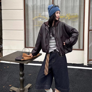 连帽皮衣女士2026冬季·新款加绒加厚宽松保暖机车服夹克短款外套