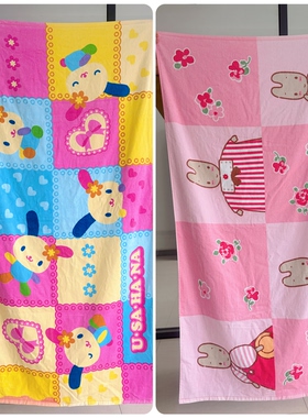 日单 大浴巾纯棉茉莉兔花小兔女洗澡游泳加大柔软吸水厚实 微瑕