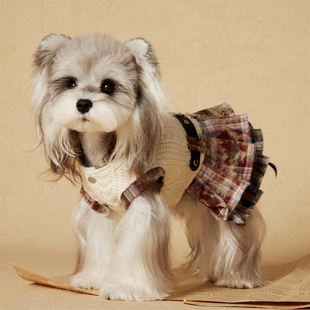 汤尼熊宠物狗狗衣服秋冬款连衣裙雪纳瑞泰迪比熊博美猫咪无袖裙子