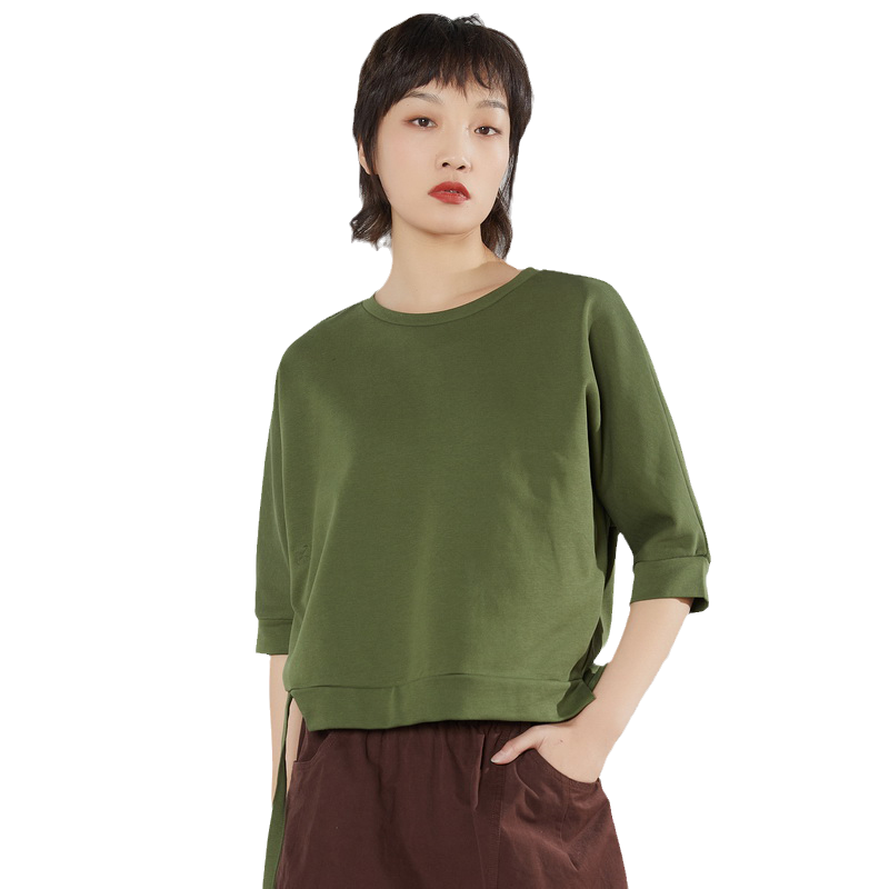 圆领打底衫女宽松短款2023春T恤