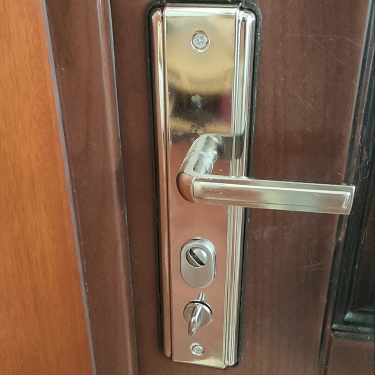 门锁通用进户大门加厚防盗门拉手家用锁具对开门双开门合金执手锁图片