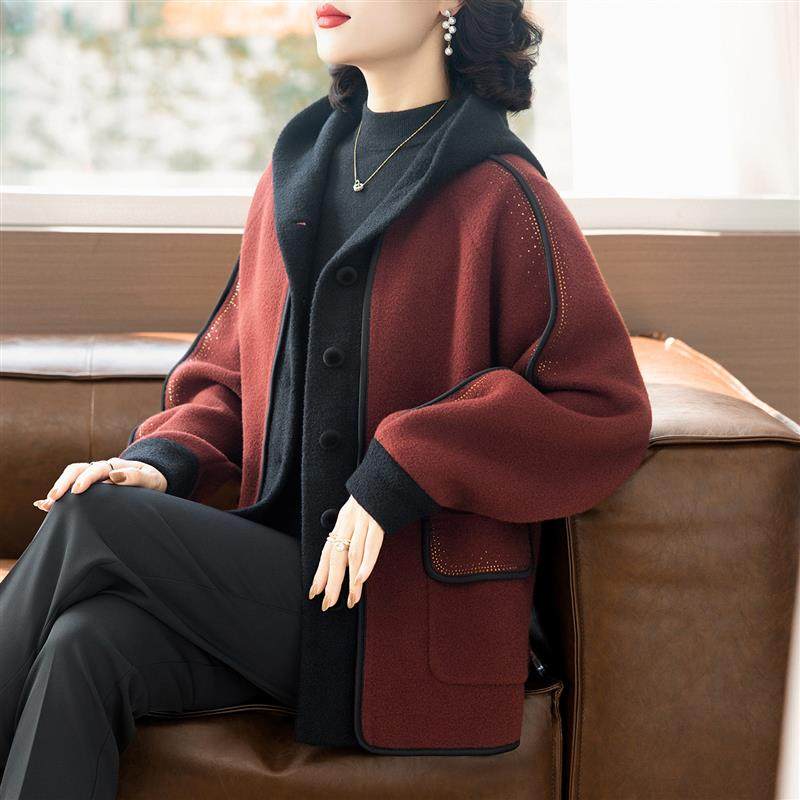 妈妈秋冬外套连帽洋气中老年女上衣40岁50休闲大码厚呢子大衣宽松,女装/女士精品,中老年女装,淘宝优惠券,粉丝福利购,淘宝优惠卷
