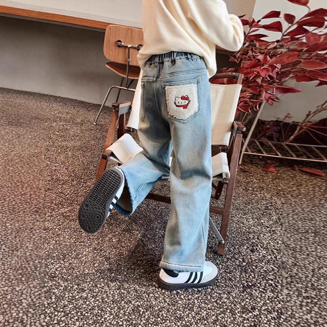 女童裤子秋冬款2025新款洋气儿童冬装加绒加厚牛仔裤大童直筒长裤,童装/婴儿装/亲子装,儿童牛仔裤,淘宝优惠券,粉丝福利购,淘宝优惠卷