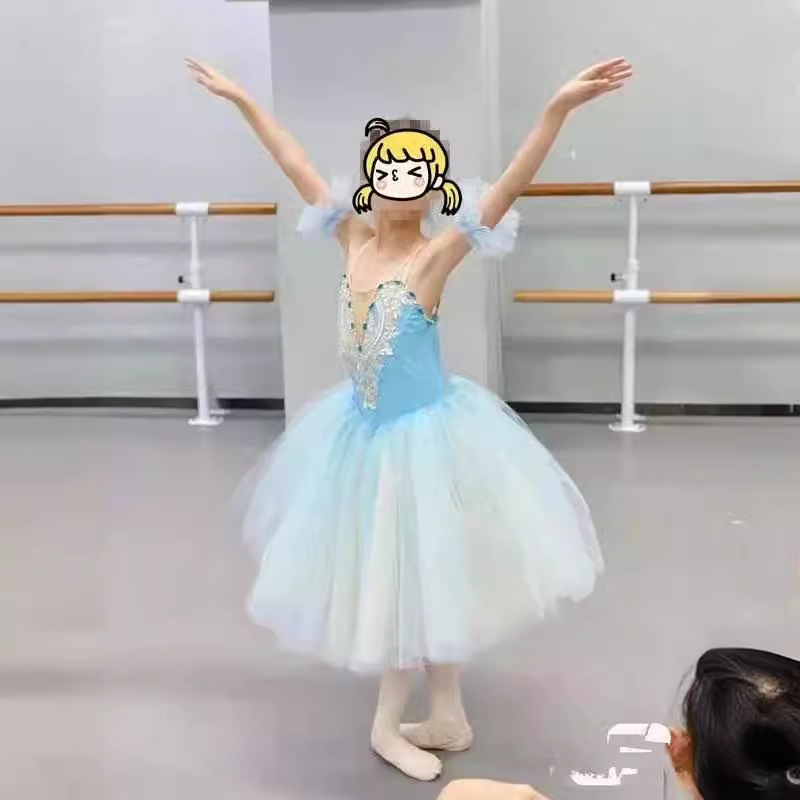 跨境新款甜美舞台演出服公主裙 蕾丝舒适轻盈蕾丝女童芭蕾演出服