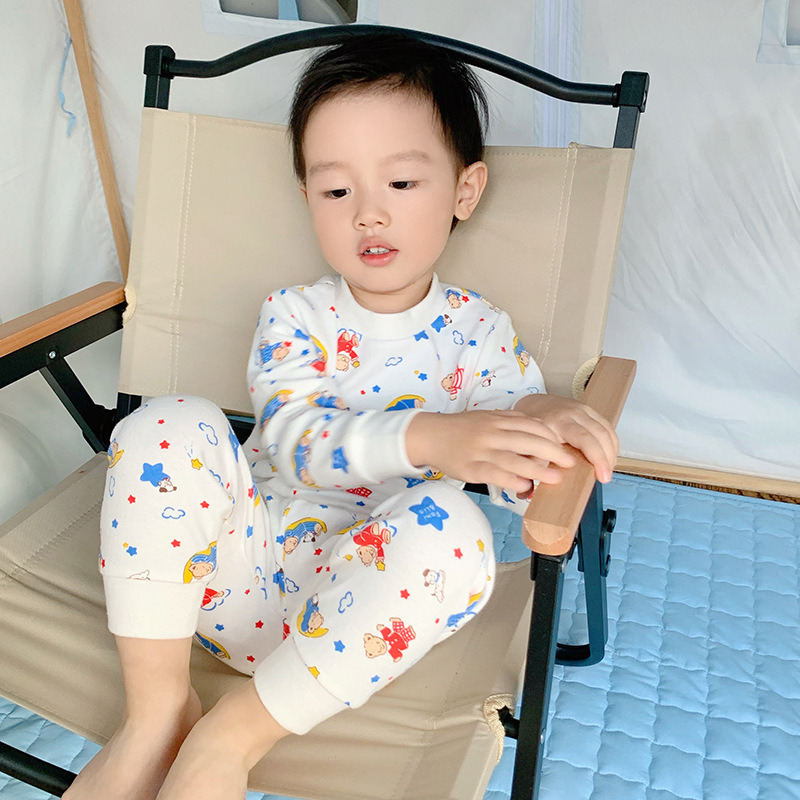 现货日系童装儿童睡衣秋冬纯棉秋衣秋裤宝宝保暖内衣家居服套装