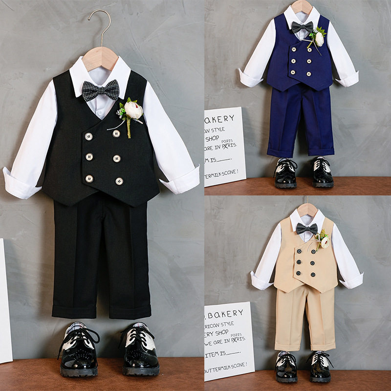 儿童套装秋季新款男童纯色马甲两件套宝宝周岁生日礼服一件包邮,童装/婴儿装/亲子装,儿童礼服,淘宝优惠券,粉丝福利购,淘宝优惠卷