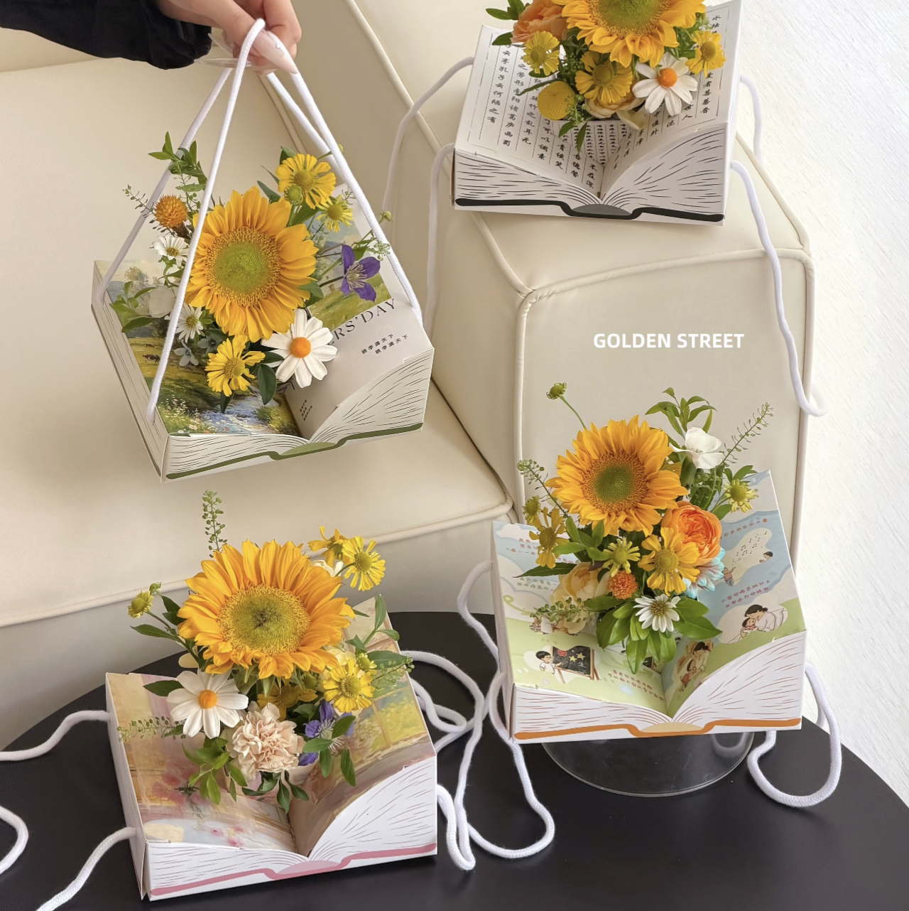 教师节书页生花书本手提花盒送老师创意礼物礼品纸盒包装盒