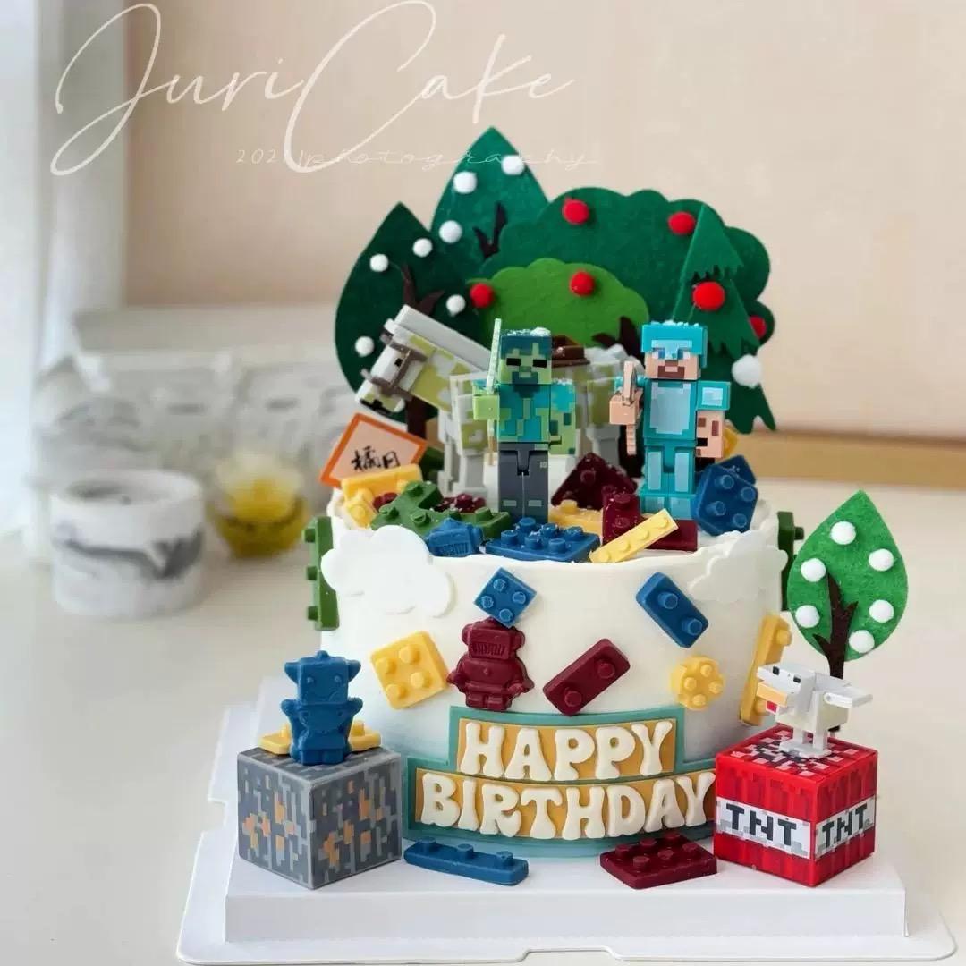 我的世界蛋糕装饰摆件minecraft生日布置配件主题甜品台积木插件