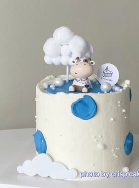 公仔小牛同学生日蛋糕装饰配件