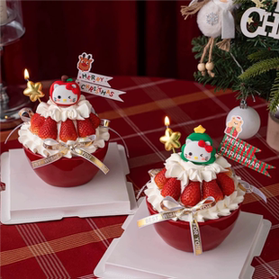 2026圣诞节快乐网红陶瓷碗蛋糕装饰圣诞树平安果小猫节日甜品摆件