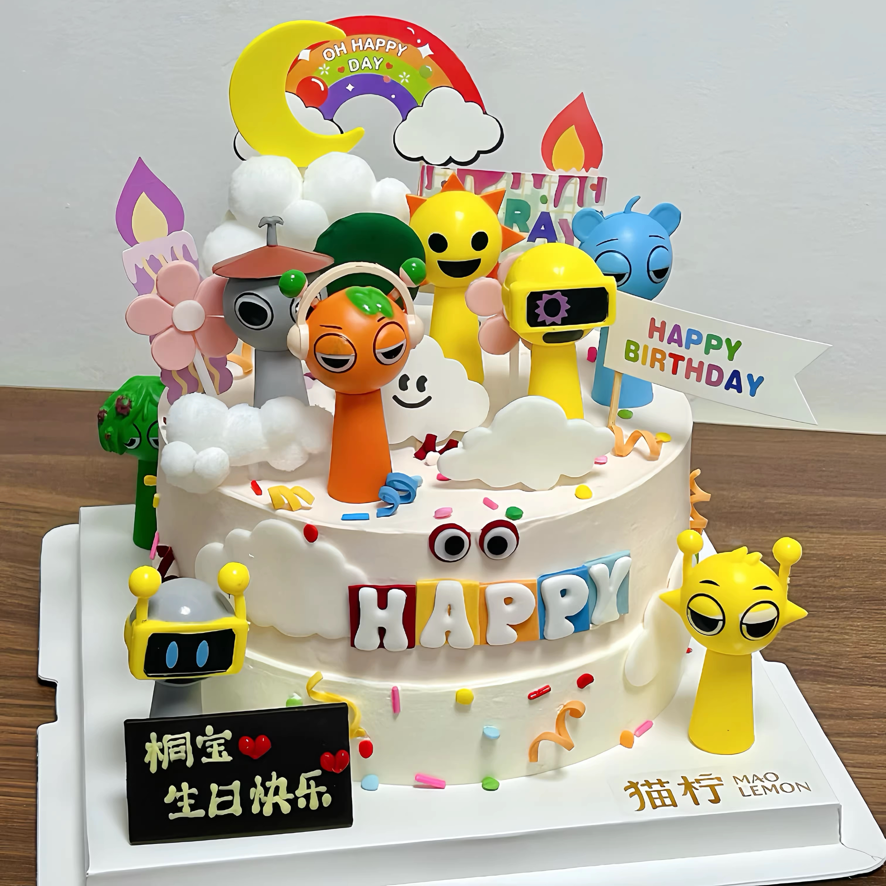 网红蛋糕装饰节奏盒子卡通玩偶摆件男孩女孩儿童生日甜品台装饰