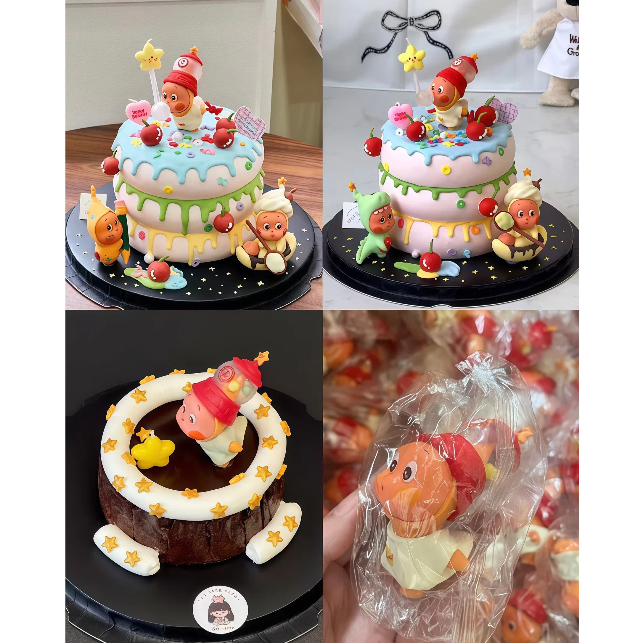 网红许愿星空人蛋糕装饰卡通海绵公仔摆件儿童周岁生日烘焙插件