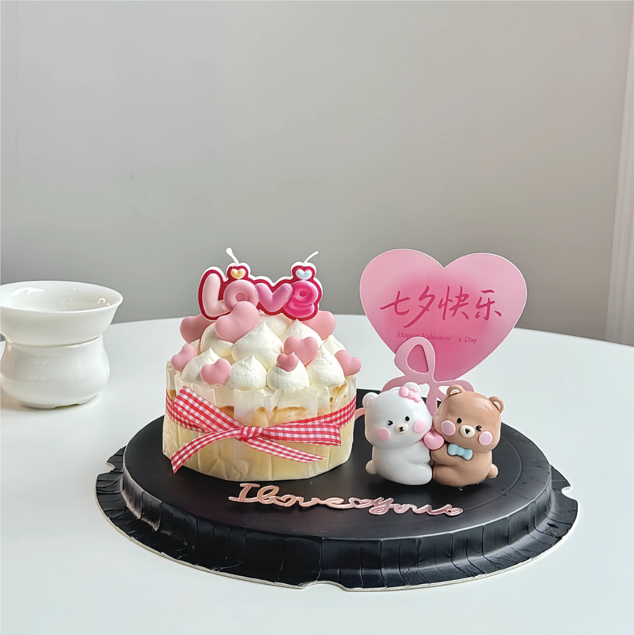2.14情人节软胶连体熊蛋糕装饰七夕快乐卡片love蜡烛情侣烘焙装扮,节庆用品/礼品,节日装扮用品,淘宝优惠券,粉丝福利购,淘宝优惠卷