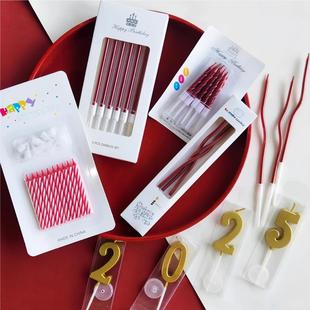 214情人节红色弯曲铅笔蜡烛红长条生日蜡烛红色新年蜡烛装 饰摆件