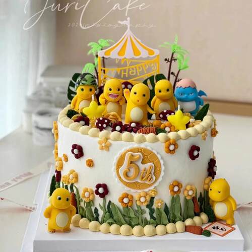 网红可爱奶龙生日蛋糕插牌