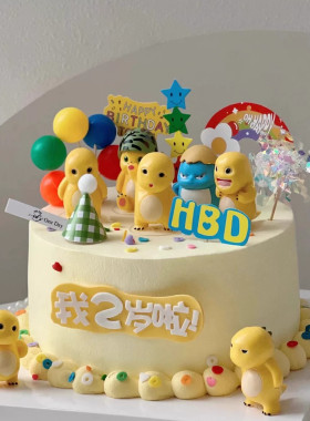 网红可爱奶龙小恐龙生日蛋糕装饰
