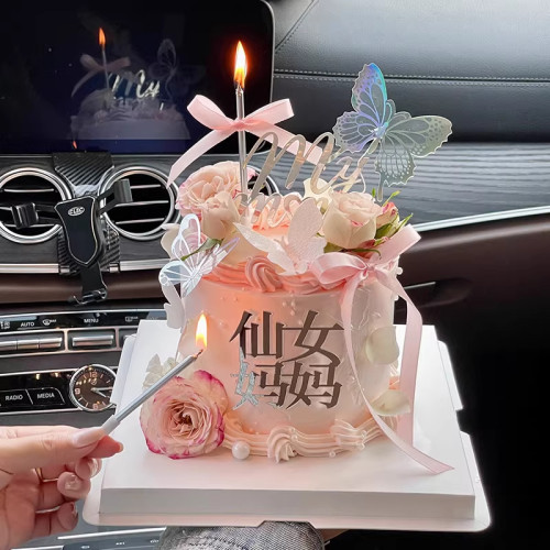 2026母亲节蛋糕装饰唯美my mom亚克力插件仙女妈妈蝴蝶结丝带装扮