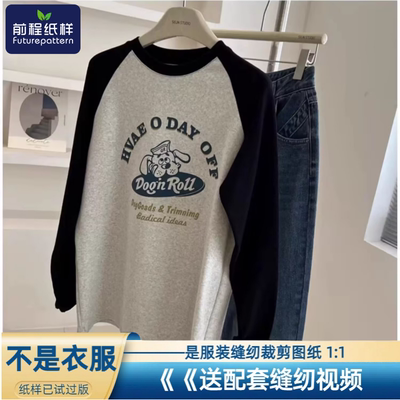 女士插肩袖圆领长袖T恤上衣样板