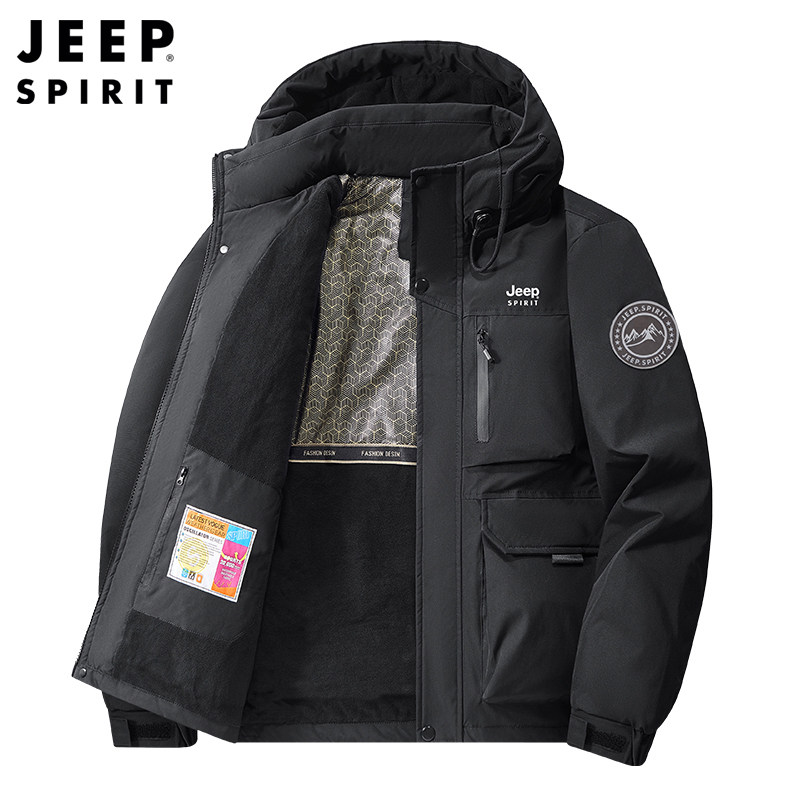 JEEP SPIRIT棉衣男2025新款户外休闲运动外套男款连帽上衣男