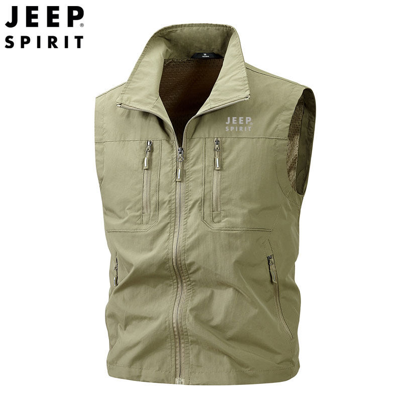 JEEP SPIRIT 2025新款马甲男款春秋户外休闲运动背心坎肩速干外套