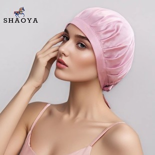 SHAOYA真丝发帽100%桑蚕丝产后睡觉助眠护发月子帽睡帽长发空调帽
