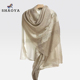 意大利山羊绒羊毛围巾女春秋薄款 戒指绒白领丝巾手工刺绣空调披肩