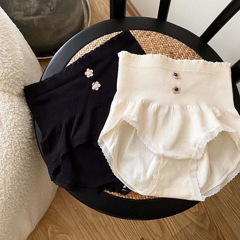 高腰内裤女士蕾丝边女生高腰内裤女收小肚子强力提臀冬季护腰内裤