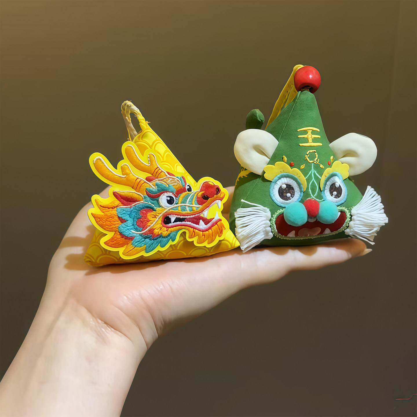 可爱小老虎端午节香囊挂件立体三角粽子传统刺绣夏季防蚊艾草香包
